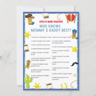 Cowboy Baby shower Game - Editable Name, 5x7 size Kaart