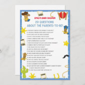 Cowboy Baby shower Game Size-uitnodiging Kaart (Voorkant / Achterkant)