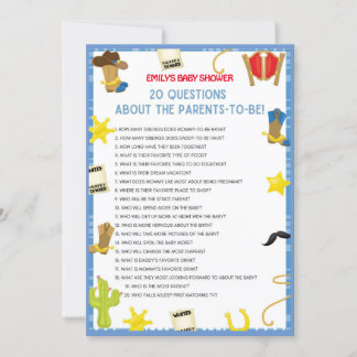 Cowboy Baby shower Game Size-uitnodiging Kaart