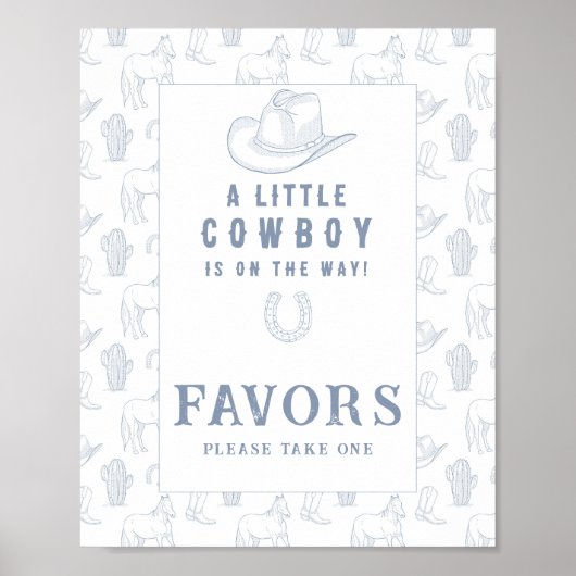 Cowboy baby shower geschenken poster (Voorkant)