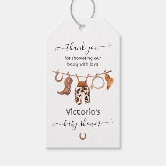 Cowboy Baby shower gift label Cadeaulabel (Voorkant)