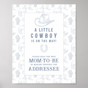 Cowboy baby shower - Help de drukke moeder-to-be Poster