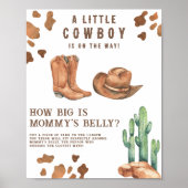 Cowboy baby shower Hoe groot is het buikspel van m Poster (Voorkant)