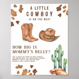 Cowboy baby shower Hoe groot is het buikspel van m Poster