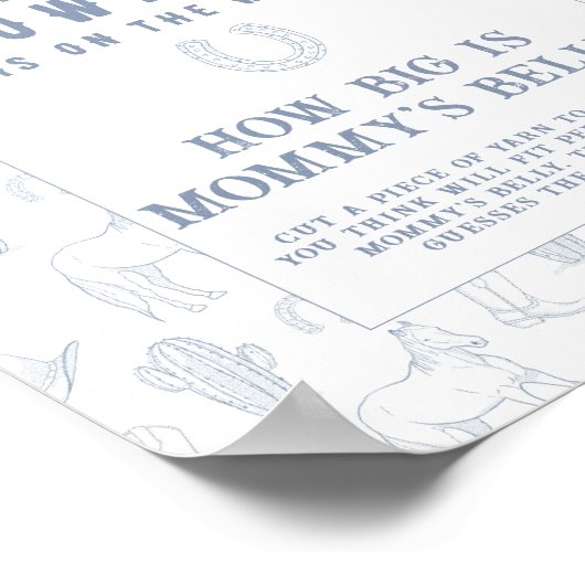 Cowboy baby shower Hoe groot is het buikspel van m Poster (Hoek)