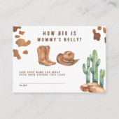 Cowboy Baby shower Hoe groot is mama's buik Informatiekaartje (Voorkant)