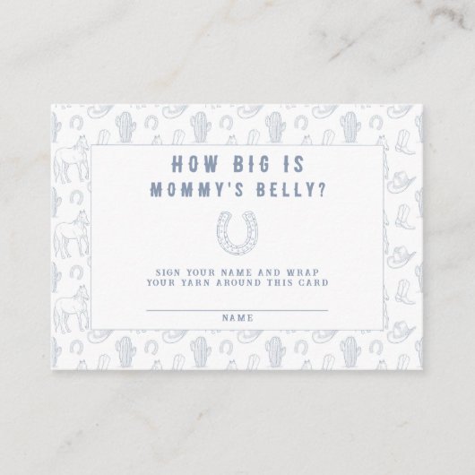 Cowboy Baby shower Hoe groot is mama's buik Informatiekaartje (Voorkant)