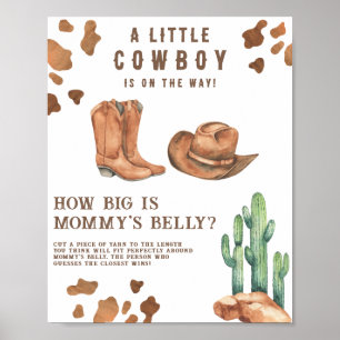Cowboy baby shower Hoe groot is mama's buik spel Poster