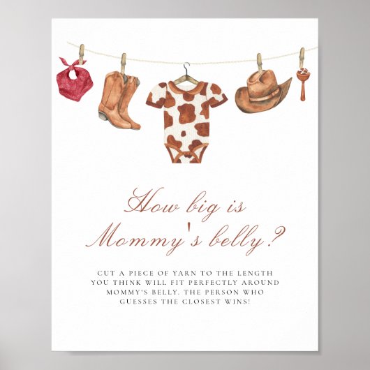 Cowboy baby shower How big is mommy's belly  Poster (Voorkant)