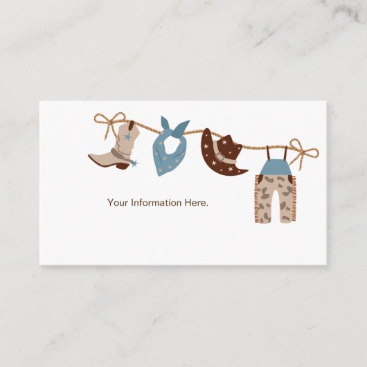 Cowboy Baby shower Informatie Behuizing Informatiekaartje (Voorkant)