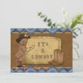 Cowboy Baby shower Invitation Afro-Amerikaans Kaart (Staand voorkant)