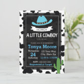 Cowboy Baby shower Invitation (blauw) Kaart (Staand voorkant)