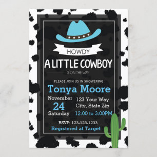 Cowboy Baby shower Invitation (blauw) Kaart