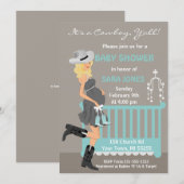 Cowboy Baby shower Invitation - Blonde Western Kaart (Voorkant / Achterkant)