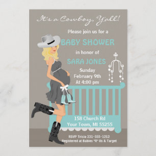 Cowboy Baby shower Invitation - Blonde Western Kaart