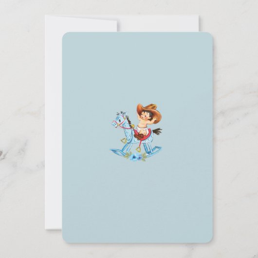  Cowboy Baby shower Invitation Blue Floral Kaart (Achterkant)