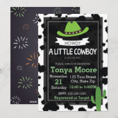 Cowboy Baby shower Invitation (groen) Kaart (Voorkant / Achterkant)