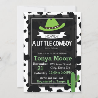Cowboy Baby shower Invitation (groen) Kaart