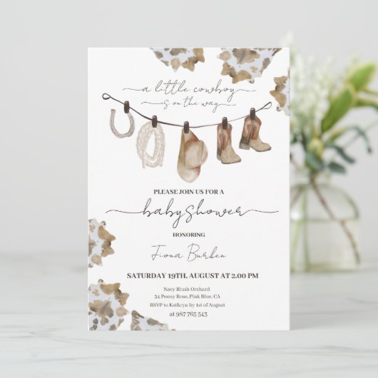 Cowboy Baby shower Invitation. Kaart (Staand voorkant)