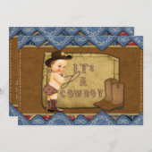 Cowboy Baby shower Invitation Kaart (Voorkant / Achterkant)