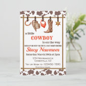 Cowboy Baby shower Invitation Kaart (Staand voorkant)