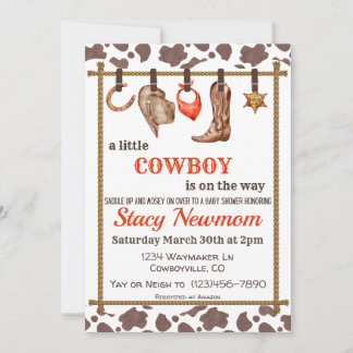 Cowboy Baby shower Invitation Kaart
