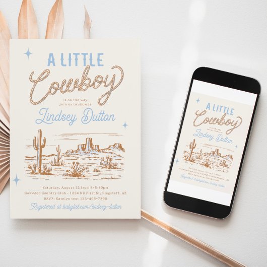 Cowboy Baby shower Invitation Kaart