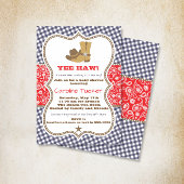 Cowboy Baby shower Invitation Navy en Red Paisley Kaart