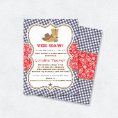 Cowboy Baby shower Invitation Navy en Red Paisley Kaart