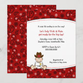 Cowboy Baby shower Invitation Red Bandana Kaart (Voorkant / Achterkant)