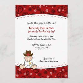 Cowboy Baby shower Invitation Red Bandana Kaart