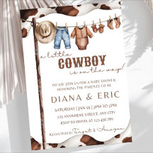 Cowboy Baby shower Invitation Sjabloon, een beetje
