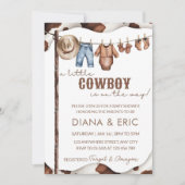 Cowboy Baby shower Invitation Sjabloon, een beetje Kaart (Voorkant)