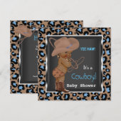 Cowboy Baby Shower Jongen Blauw Bruin Etnisch Kaart (Voorkant / Achterkant)