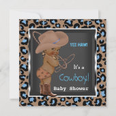 Cowboy Baby Shower Jongen Blauw Bruin Etnisch Kaart (Voorkant)
