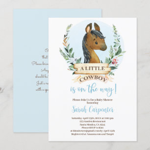 Cowboy Baby shower jongen Uitnodiging