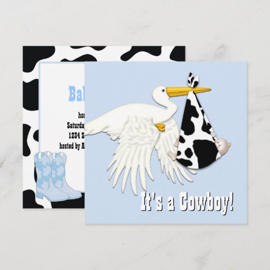 Cowboy Baby shower Kaart (Voorkant / Achterkant)