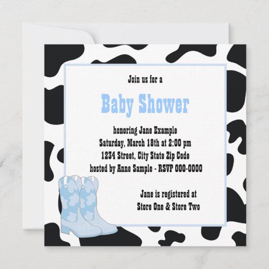 Cowboy Baby shower Kaart (Achterkant)