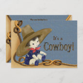 Cowboy Baby shower Kaart (Voorkant / Achterkant)