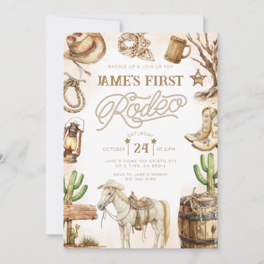 Cowboy Baby shower Kaart (Voorkant)