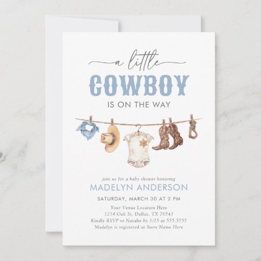 Cowboy Baby shower Kaart (Voorkant)