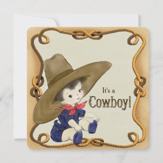  Cowboy-Baby shower Kaart (Voorkant)