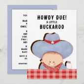 Cowboy Baby Shower Kaart (Voorkant / Achterkant)