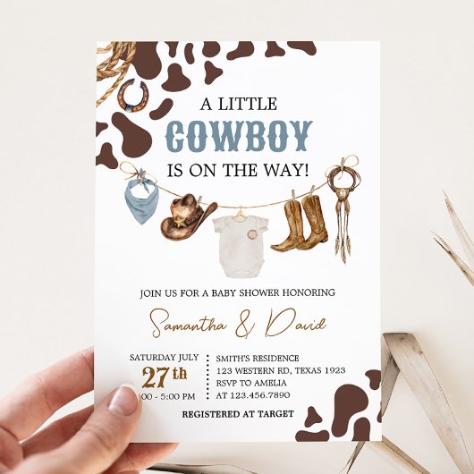 Cowboy Baby shower Kaart