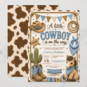 Cowboy Baby Shower Kaart (Voorkant / Achterkant)