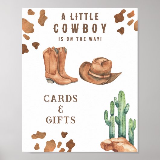 Cowboy baby shower Kaarten en geschenken Poster (Voorkant)