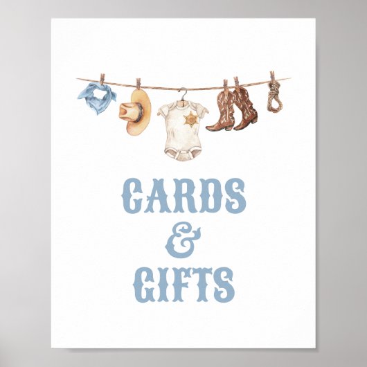 Cowboy Baby shower Kaarten en geschenken teken Poster (Voorkant)