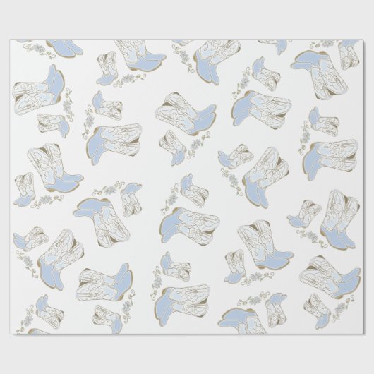 Cowboy Baby shower Land Western Blue Boy Cadeaupapier (Vlak)