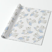 Cowboy Baby shower Land Western Blue Boy Cadeaupapier (Uitgerold)