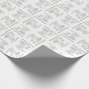 Cowboy Baby shower Land Western Blue Boy Cadeaupapier